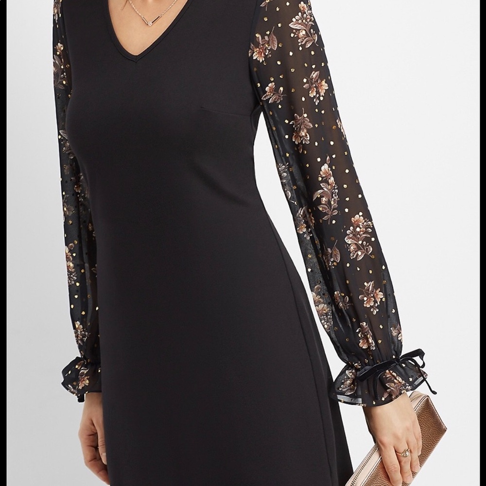 Maurice’s floral chiffon sleeve ponte dress